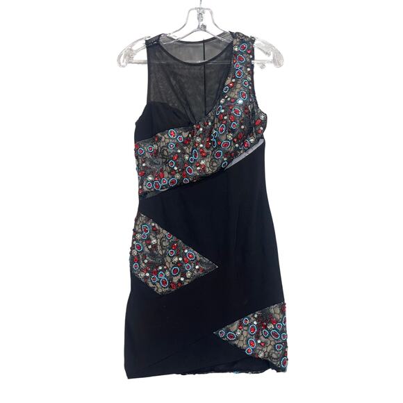 Rachel Allan Semi Sheer Sequin Beaded Homecoming Party Sheath Dress Size 6 Black - Picture 2 of 3